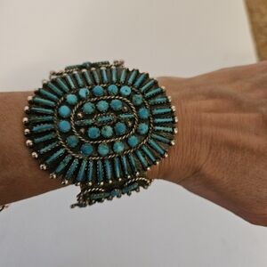Vintage Turquoise Cuff Bracelet set in sterling silver